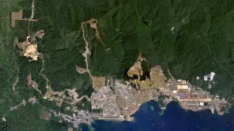 Zerstörung des Regenwaldes für den Nickel-Abbau, Satellitenaufnahme 2022